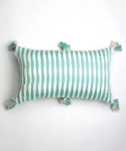 Archive New York Antigua Lumbar Pillow - Faded Aqua Striped 4 Archive New York Antigua Lumbar Pillow - Faded Aqua Striped