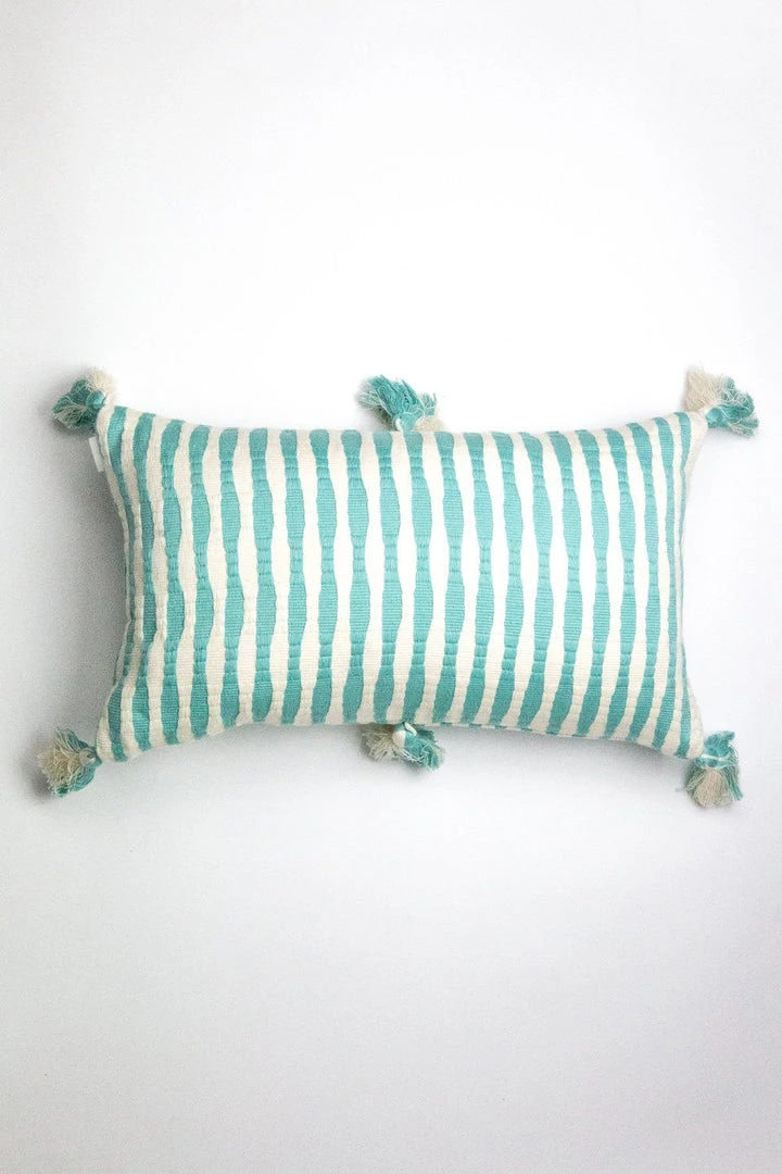 Archive New York Antigua Lumbar Pillow - Faded Aqua Striped Archive New York Antigua Lumbar Pillow - Faded Aqua Striped