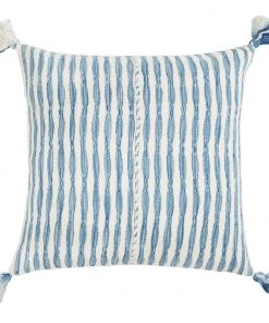 Archive New York Antigua Throw Pillow- Faded Indigo Striped Home Goods