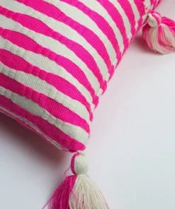 Archive New York Antigua Lumbar Pillow - Neon Pink Striped