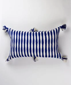 Archive New York Antigua Lumbar Pillow - Royal Blue Striped