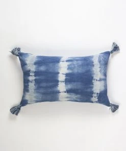 Archive New York Indigo Striped Shibori Lumbar Pillow Cover