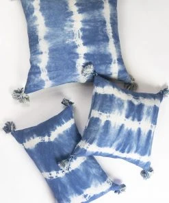 Archive New York Indigo Striped Shibori Lumbar Pillow Cover