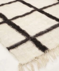 Archive New York Momos Grid Blanket / Rug - Natural White + Black