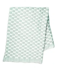 Archive New York Home Goods Quilted Suzani Throw Blanket - Light Sage Gray + White