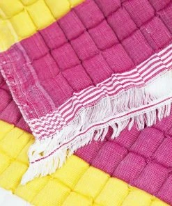Archive New York Quilted Suzani Throw Blanket - Yellow + Pink Stripe