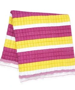 Archive New York Quilted Suzani Throw Blanket - Yellow + Pink Stripe