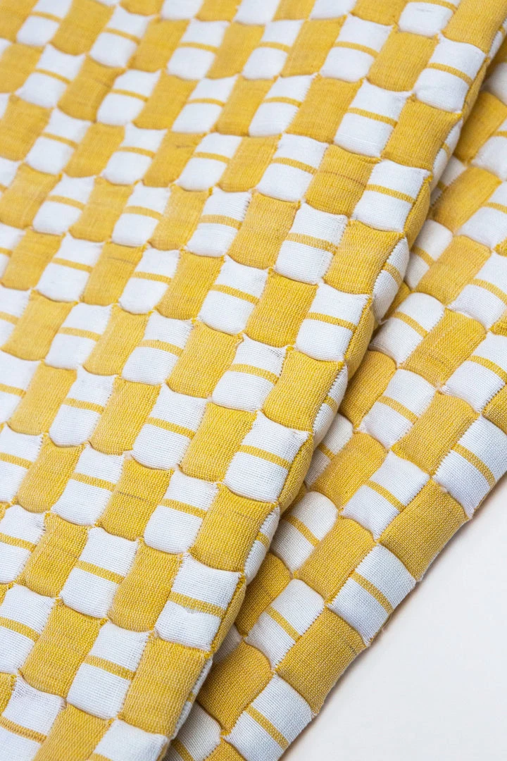 Archive New York Home Goods Quilted Suzani Throw Blanket - Yellow + White Archive New York Home Goods Quilted Suzani Throw Blanket - Yellow + White