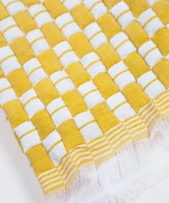 Archive New York Home Goods Quilted Suzani Throw Blanket - Yellow + White 4 Archive New York Home Goods Quilted Suzani Throw Blanket - Yellow + White