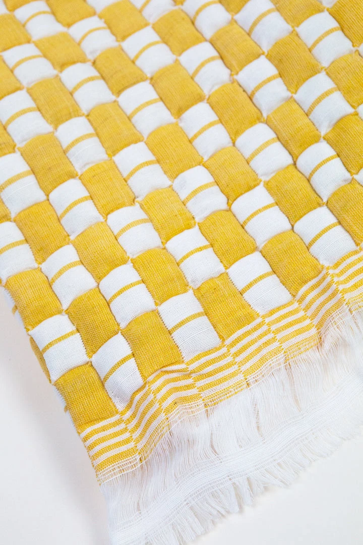 Archive New York Home Goods Quilted Suzani Throw Blanket - Yellow + White Archive New York Home Goods Quilted Suzani Throw Blanket - Yellow + White
