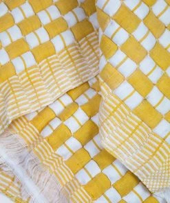 Archive New York Home Goods Quilted Suzani Throw Blanket - Yellow + White 3 Archive New York Home Goods Quilted Suzani Throw Blanket - Yellow + White