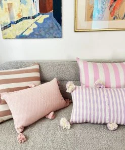 Archive New York Santiago Cabana Stripe Throw Pillow - Light Pink Home Goods