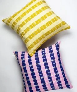 Archive New York Santiago Grid Throw Pillow - Butter Yellow