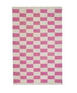 Archive New York Zapotec Checkered Wool Rug - Pink + Ivory