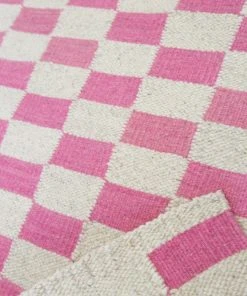Archive New York Zapotec Checkered Wool Rug - Pink + Ivory 6 Archive New York Zapotec Checkered Wool Rug - Pink + Ivory