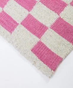 Archive New York Zapotec Checkered Wool Rug - Pink + Ivory 7 Archive New York Zapotec Checkered Wool Rug - Pink + Ivory