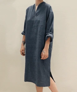 Area Home Long Linen Tunic - Charcoal
