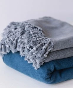 Amante Marketplace Arete Turkish Towel / Throw Blanket - Heather Gray