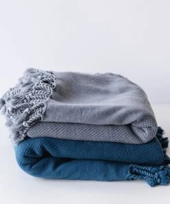 Amante Marketplace Best Sellers Arete Turkish Towel / Throw Blanket - Petrol Blue