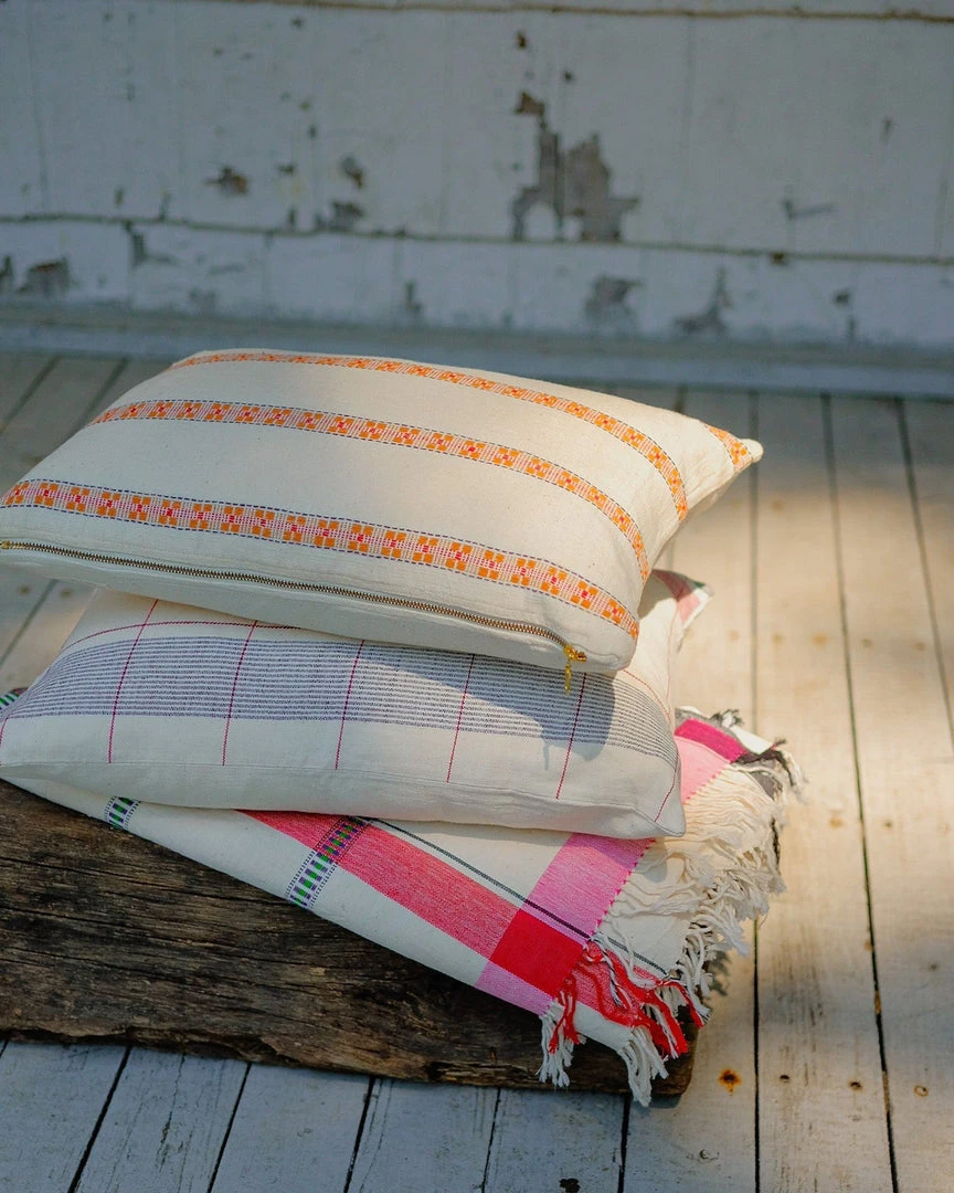 Soil To Studio Home Goods Asima Throw Pillow Cover - Orange + Cream Soil To Studio Home Goods Asima Throw Pillow Cover - Orange + Cream