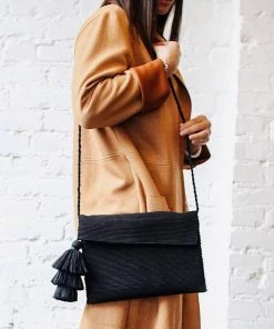 August Sage Ande Tassel Clutch - Classic Black