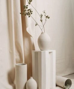 August Sage Home Goods Emilia Fluted Vase - Crema