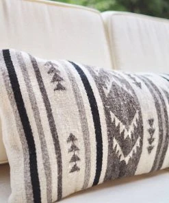 August Sage Mariposa Gris Wool Lumbar Pillow