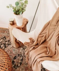 August Sage Marrón Alpaca Throw Blanket Home Goods