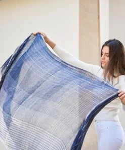 Studio Variously Auro Linen Scarf - Navy Accessories 2 Studio Variously Auro Linen Scarf - Navy Accessories