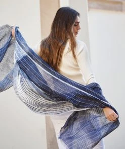 Studio Variously Auro Linen Scarf - Navy Accessories 1 Studio Variously Auro Linen Scarf - Navy Accessories