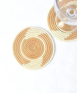 Azizi Life Woven Coaster Set - Tea + Natural White