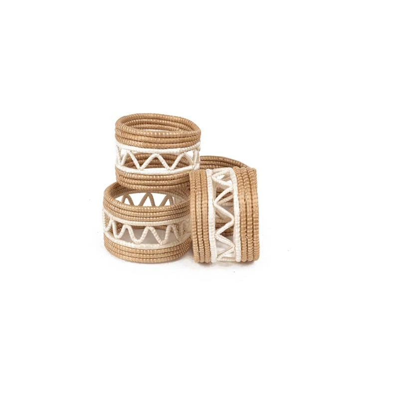 Azizi Life Woven Napkin Ring Set - Zig Zag Kitchen + Dining Azizi Life Woven Napkin Ring Set - Zig Zag Kitchen + Dining