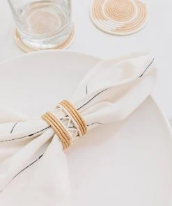 Azizi Life Woven Napkin Ring Set - Zig Zag Kitchen + Dining