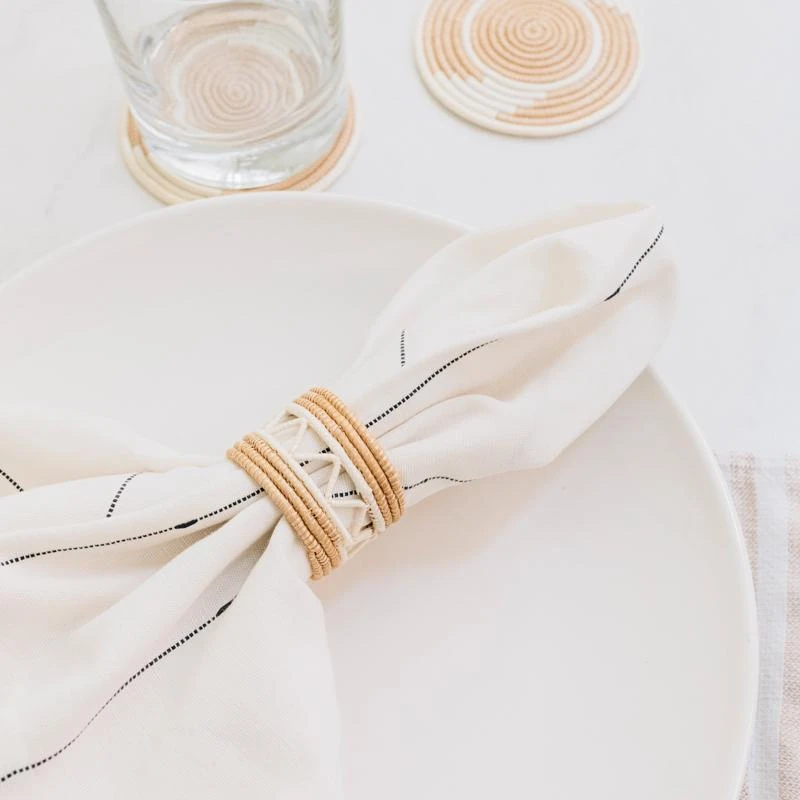 Azizi Life Woven Napkin Ring Set - Zig Zag Kitchen + Dining Azizi Life Woven Napkin Ring Set - Zig Zag Kitchen + Dining