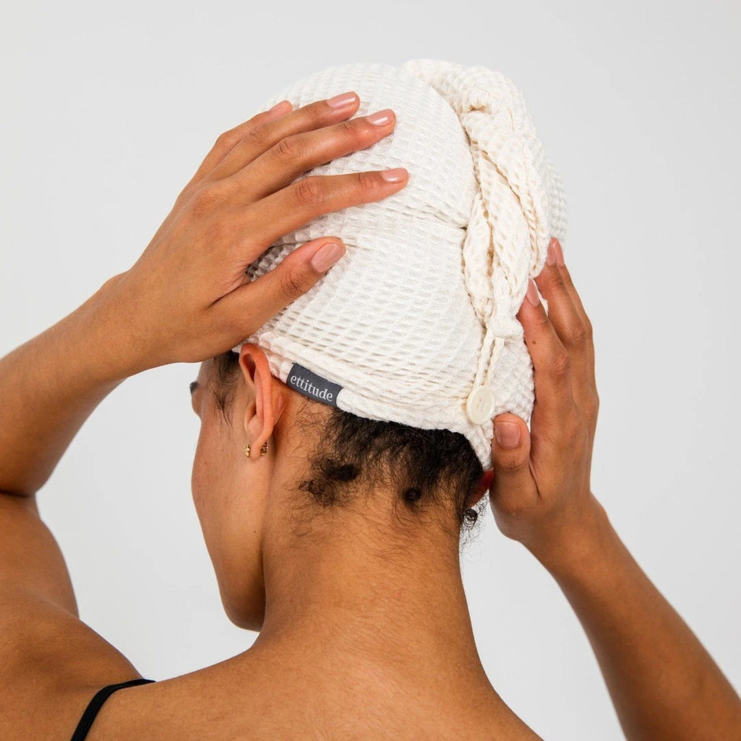 Ettitude Bamboo Waffle Hair Towel - Natural Ettitude Bamboo Waffle Hair Towel - Natural