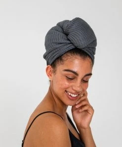 Ettitude Bamboo Waffle Hair Towel - Slate