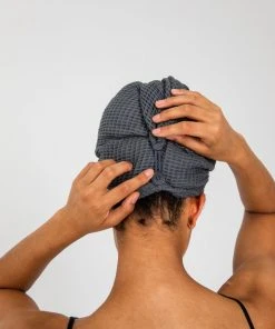 Ettitude Bamboo Waffle Hair Towel - Slate