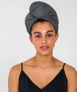 Ettitude Bamboo Waffle Hair Towel - Slate