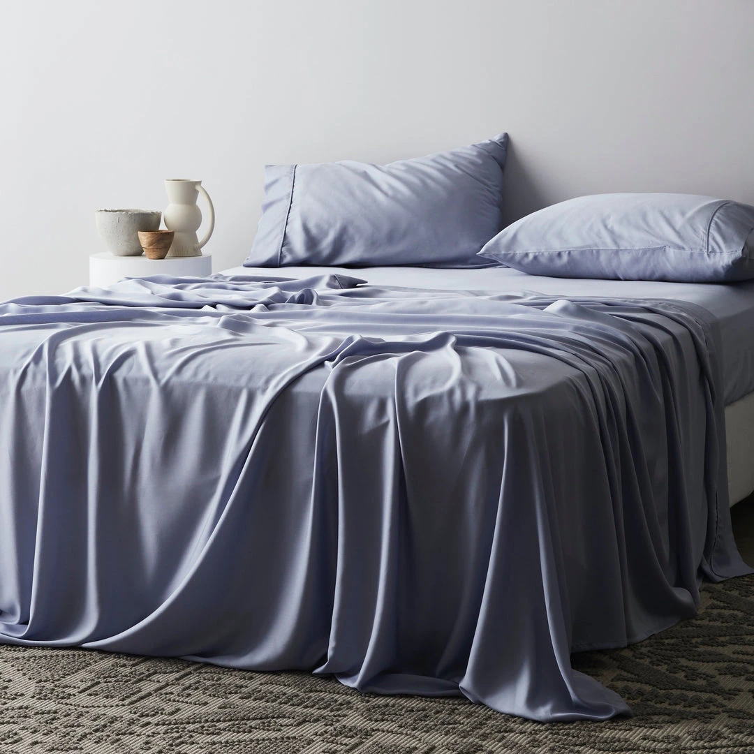 Ettitude Bamboo Sateen Fitted Sheet - Sky Home Goods Ettitude Bamboo Sateen Fitted Sheet - Sky Home Goods