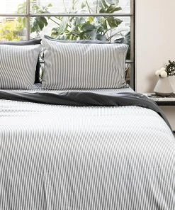 Ettitude Bamboo Sateen Fitted Sheet - Slate Stripes Sustainable Materials 2 Ettitude Bamboo Sateen Fitted Sheet - Slate Stripes Sustainable Materials