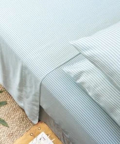 Ettitude Bamboo Sateen Fitted Sheet - Starlight Blue Stripes Sustainable Materials