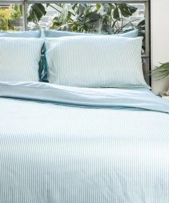 Ettitude Bamboo Sateen Pillowcase Set - Starlight Blue Stripes