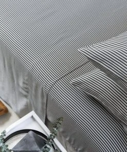 Ettitude Bamboo Sateen Sheet Set - Slate Stripes 2 Ettitude Bamboo Sateen Sheet Set - Slate Stripes