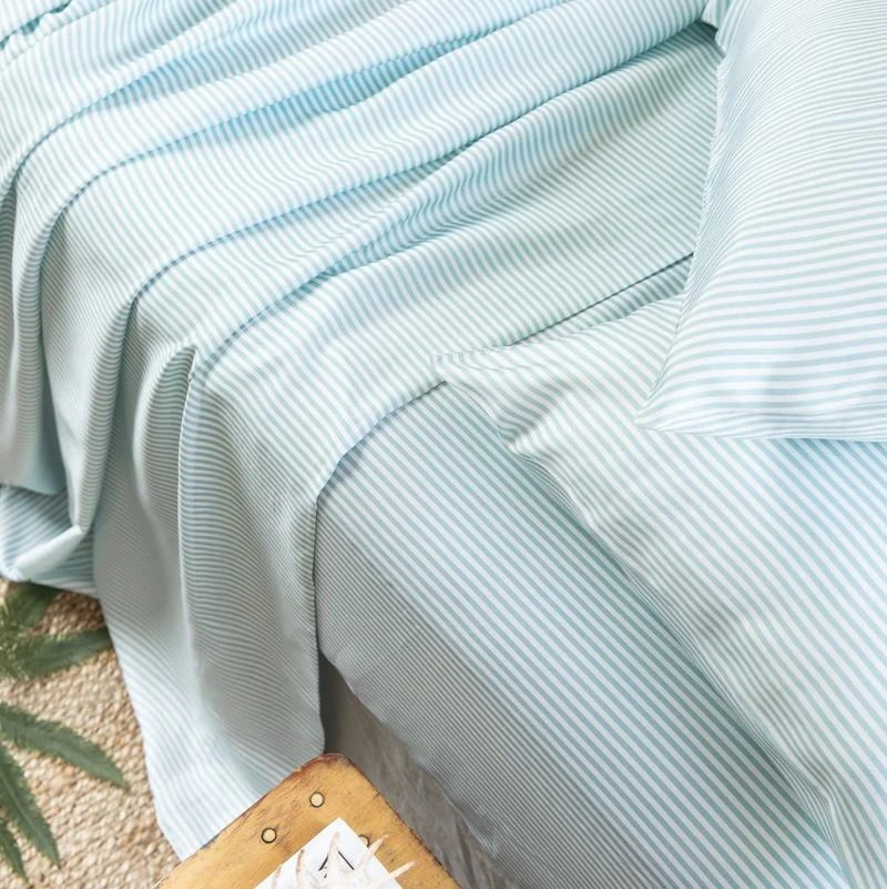 Ettitude Sustainable Materials Bamboo Sateen Sheet Set - Starlight Blue Stripes Ettitude Sustainable Materials Bamboo Sateen Sheet Set - Starlight Blue Stripes