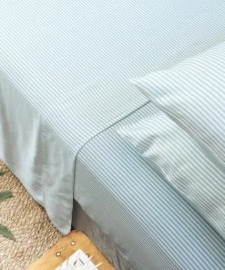 Ettitude Sustainable Materials Bamboo Sateen Sheet Set - Starlight Blue Stripes 2 Ettitude Sustainable Materials Bamboo Sateen Sheet Set - Starlight Blue Stripes