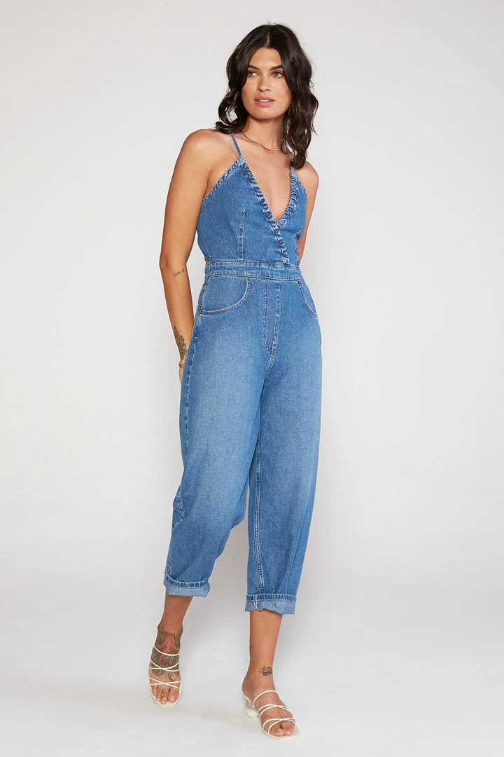 ÉTICA New Arrivals Birdie Halter Jumpsuit - River Rock 1 ÉTICA New Arrivals Birdie Halter Jumpsuit - River Rock
