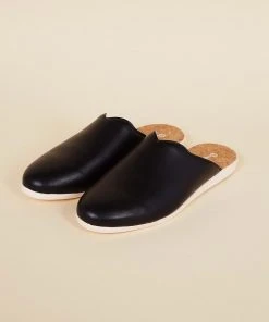 Dooeys Black Apple Leather House Mule