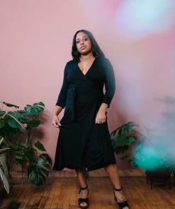 Altar Upcycled Modal Wrap Dress - Black