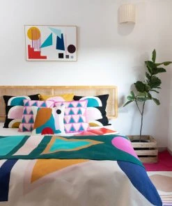 Leah Singh Home Goods Blah Blah Shapes Wool Throw Pillow Cover