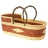 Swahili African Modern Brown Diamond Moses Bassinet Basket Home Goods